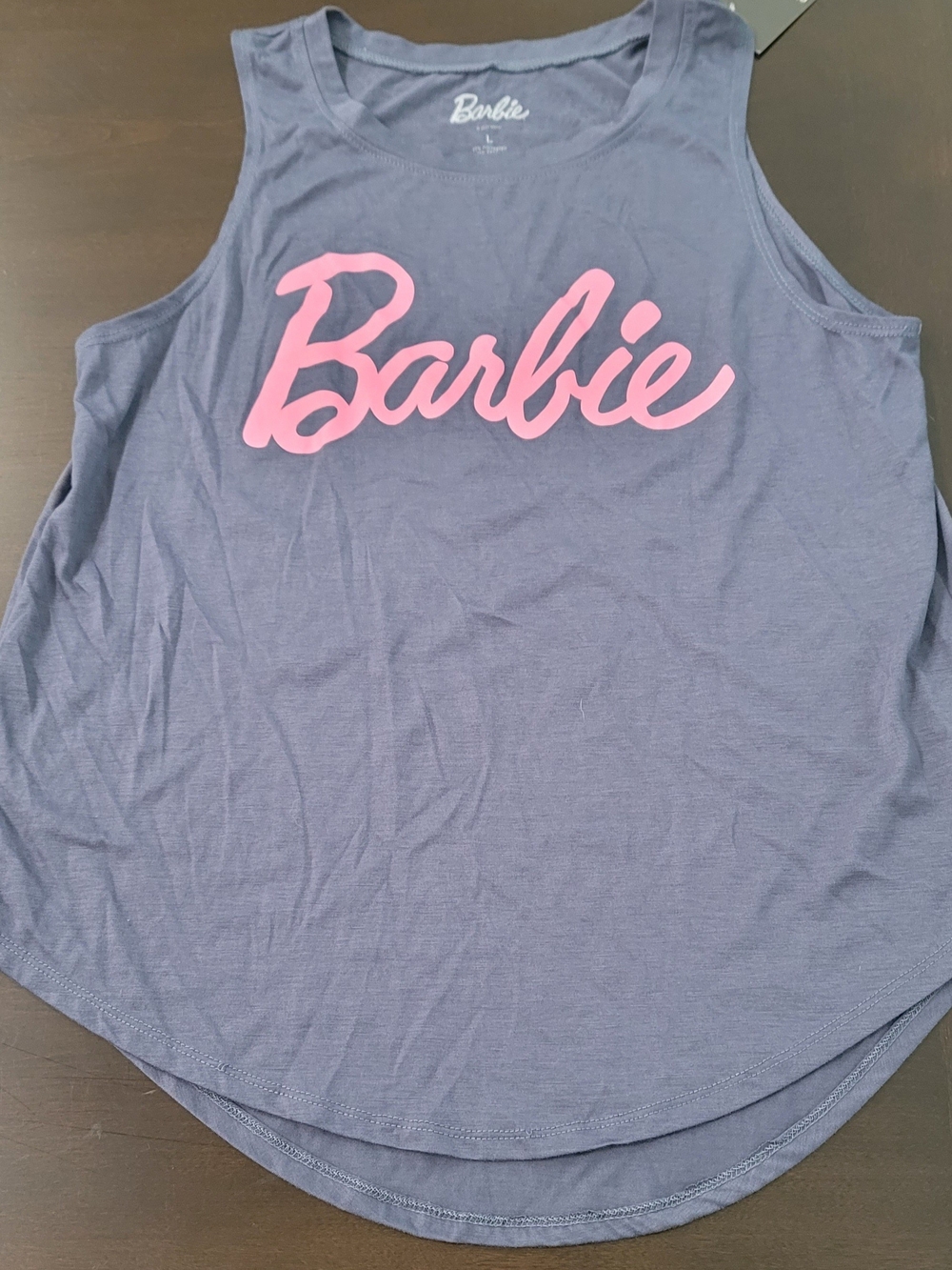 Barbie Blue Tank with Pink Barbie Script